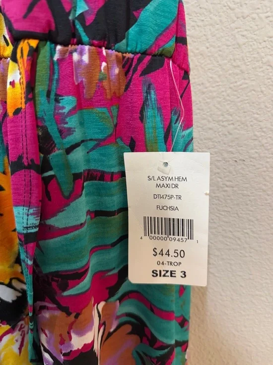 Fashion To Figure Multi Color Tropical Print Sleeveless High Low Dress Size 3X - Picture 2 of 6